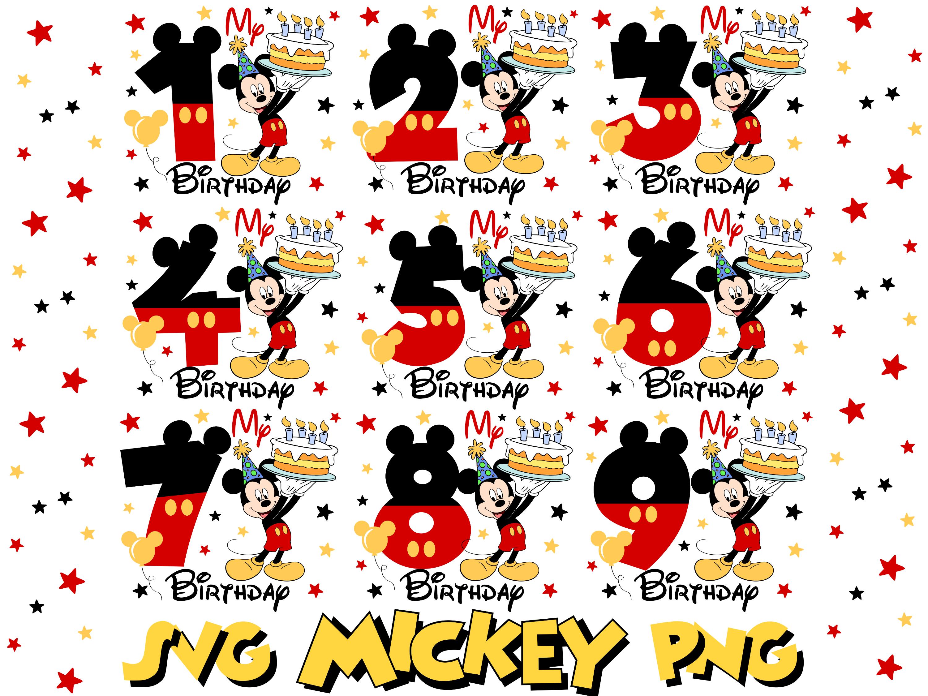 Mickey Mouse Birthday Digits SVG Bundle, Mickey Mouse Numbers PNG Cartoon Sublimation Cliparts, Mickey Mouse Movie Themed Font Numbers SVG