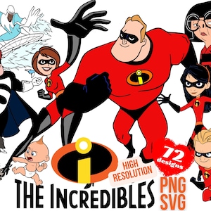The Incredibles SVG png Cliparts Bundle, The Incredibles SVG Cartoon Sublimation Cliparts, The Incredibles Birthday Sublimation Cliparts SVG