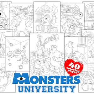 Libro para colorear de Monsters University, páginas para colorear de Monsters University, actividades para niños, imprimibles para niños de Monsters University PDF Mike Wazowski