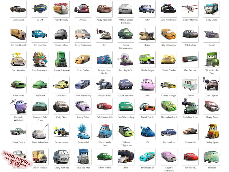 Cars PNG Cliparts Bundle, Cars PNG Cartoon Cliparts, Cars Sublimation, Lightning McQueen, Tow Mater, Cars Characters PNG Cliparts (Digital) image 4