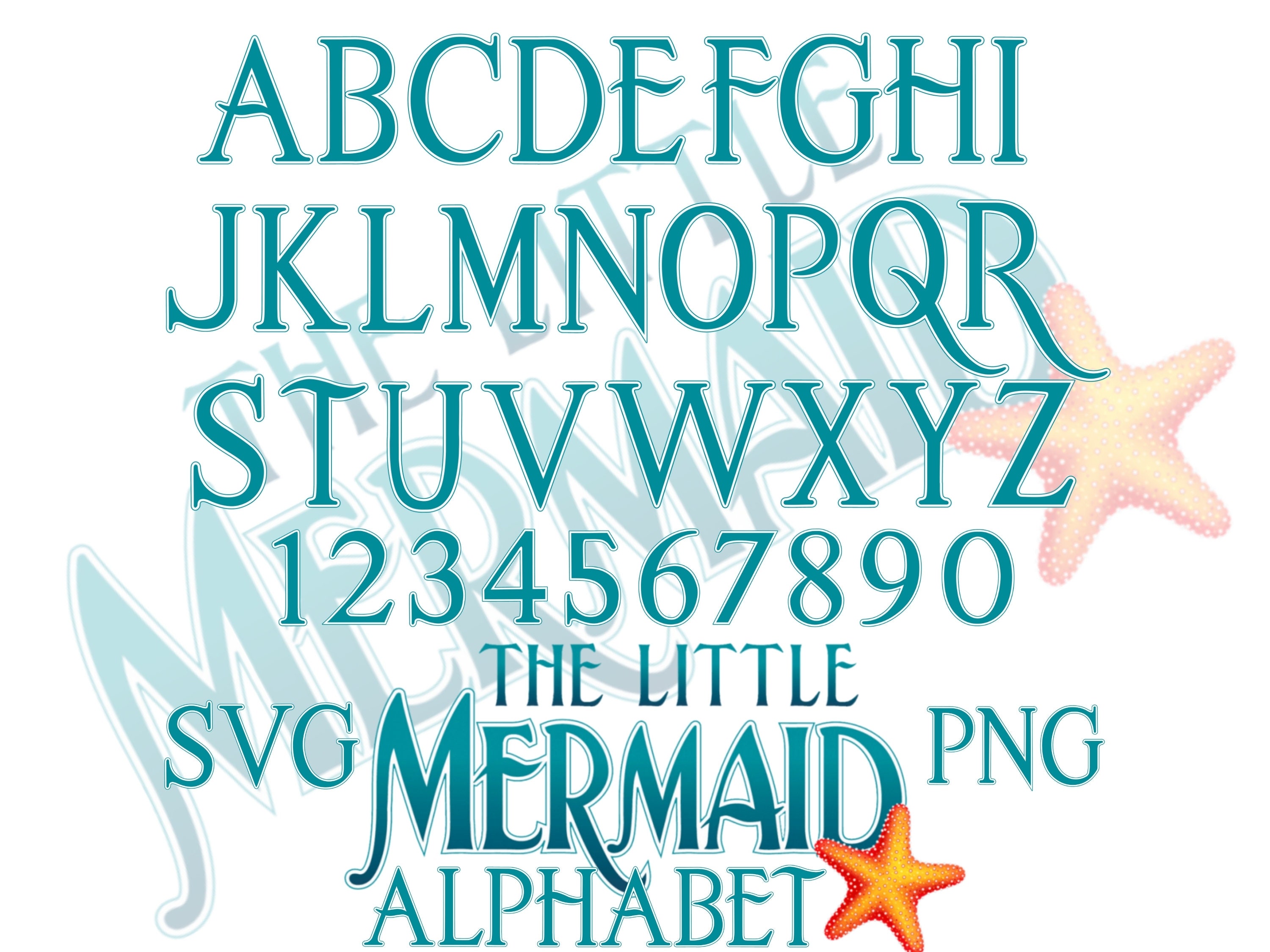 リトル マーメイドのアルファベット文字のクリップアート バンドル