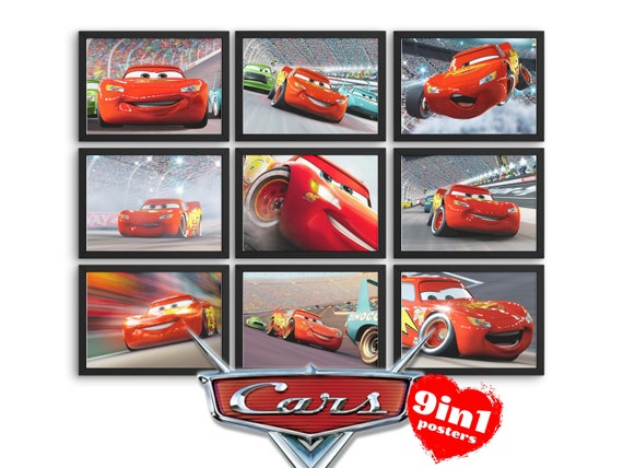 Cars Disney Set of 9 Wall Art Posters, Cars Digital Printable Art, Cars Lightning McQueen, Cars Wall Art Posters jpg Printables Decorations