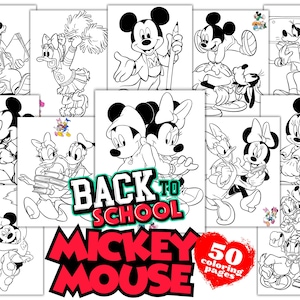 Mickey Mouse & Friends Back to School Coloring Book, Mickey Mouse Minnie Pluto Goofy Daisy Donald Duck Coloring Pages for Kids Activities
