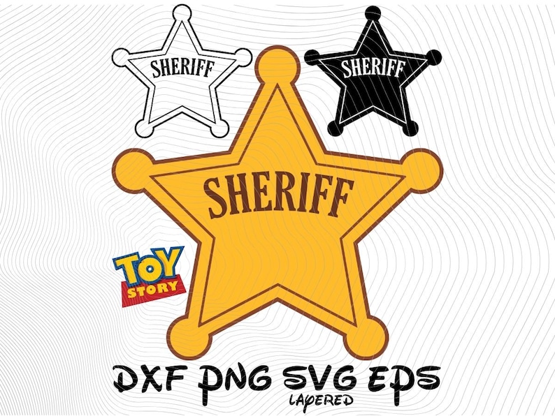 Woody Sheriff Badge SVG png dxf eps Cliparts, Toy Story Sheriff Woody Badge SVG Cartoon Clipart, Woody Sublimation Toy Story Vector Clipart image 1