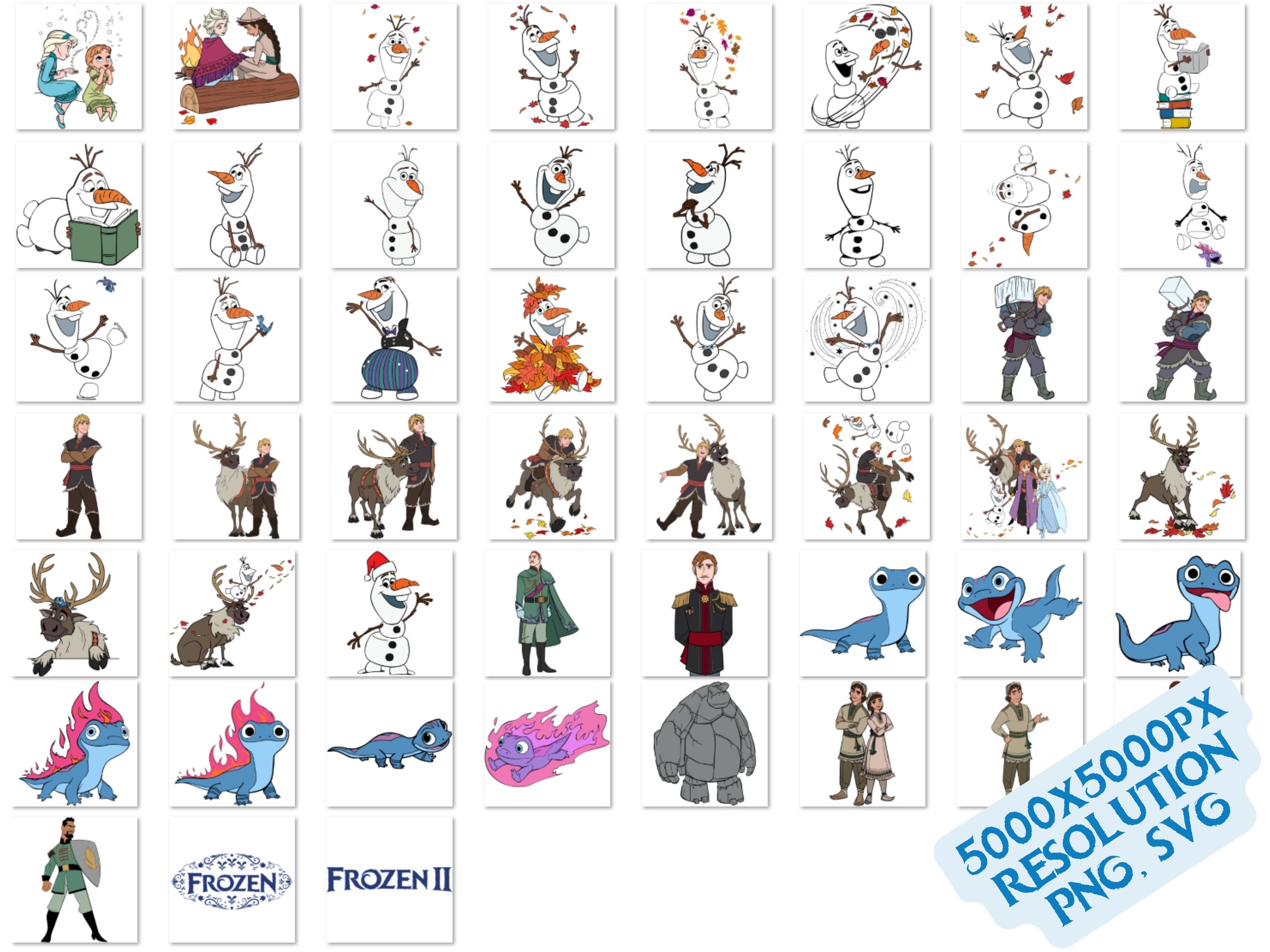 Frozen II SVG Cliparts Bundle, Frozen Svg Cartoon Cliparts for ...