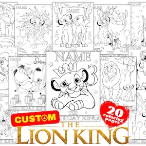 Personalized The Lion King Custom Birthday Coloring Pages, Lion King Birthday Coloring Book, Custom Lion King Simba Birthday Coloring Book