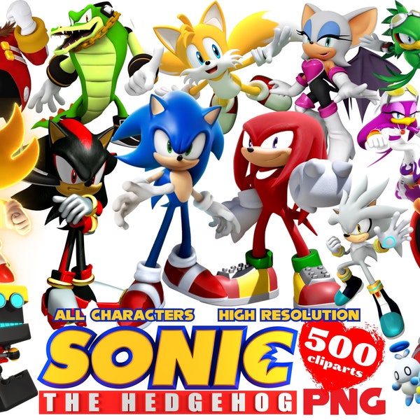 Sonic the Hedgehog PNG Cliparts Bundle, Sonic Sublimation Bundle, Sonic Hedgehog PNG Cartoon Movie Themed Birthday Party Cliparts Collection