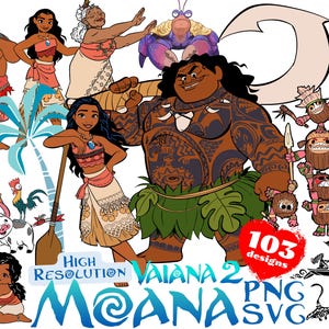 Moana Cliparts SVG Bundle, Moana SVG Cartoon Cliparts for Sublimation, Moana Movie Themed Clip Arts Collection, Moana Cartoon Pictures PNG