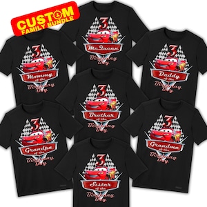 Personalized Cars Family Bundle Custom Tshirt Design, Cars Original Birthday Sublimation, Custom Cars Logo Name and Age, Family Cars T-Shirt