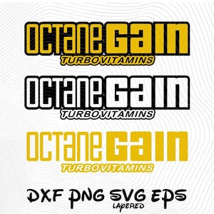 Octane Gain Turbovitamins SVG png dxf eps Clipart Decal, Cars SVG Cartoon Clipart OctaneGain Sublimation Cars Piston Cup Sticker (Digital)