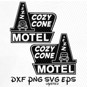 Cozy Cone motel Zeichen Radiator Springs Logo SVG png dxf eps Cliparts, Autos Cozy Cone motel SVG Cartoon Clipart Radiator Springs SVG (Digital) Bild 2