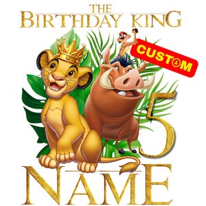 Logo PNG personnalisé roi lion personnalisé, sublimation originale du roi d'anniversaire, nom et âge du logo personnalisé roi lion, t-shirt d'anniversaire du roi lion