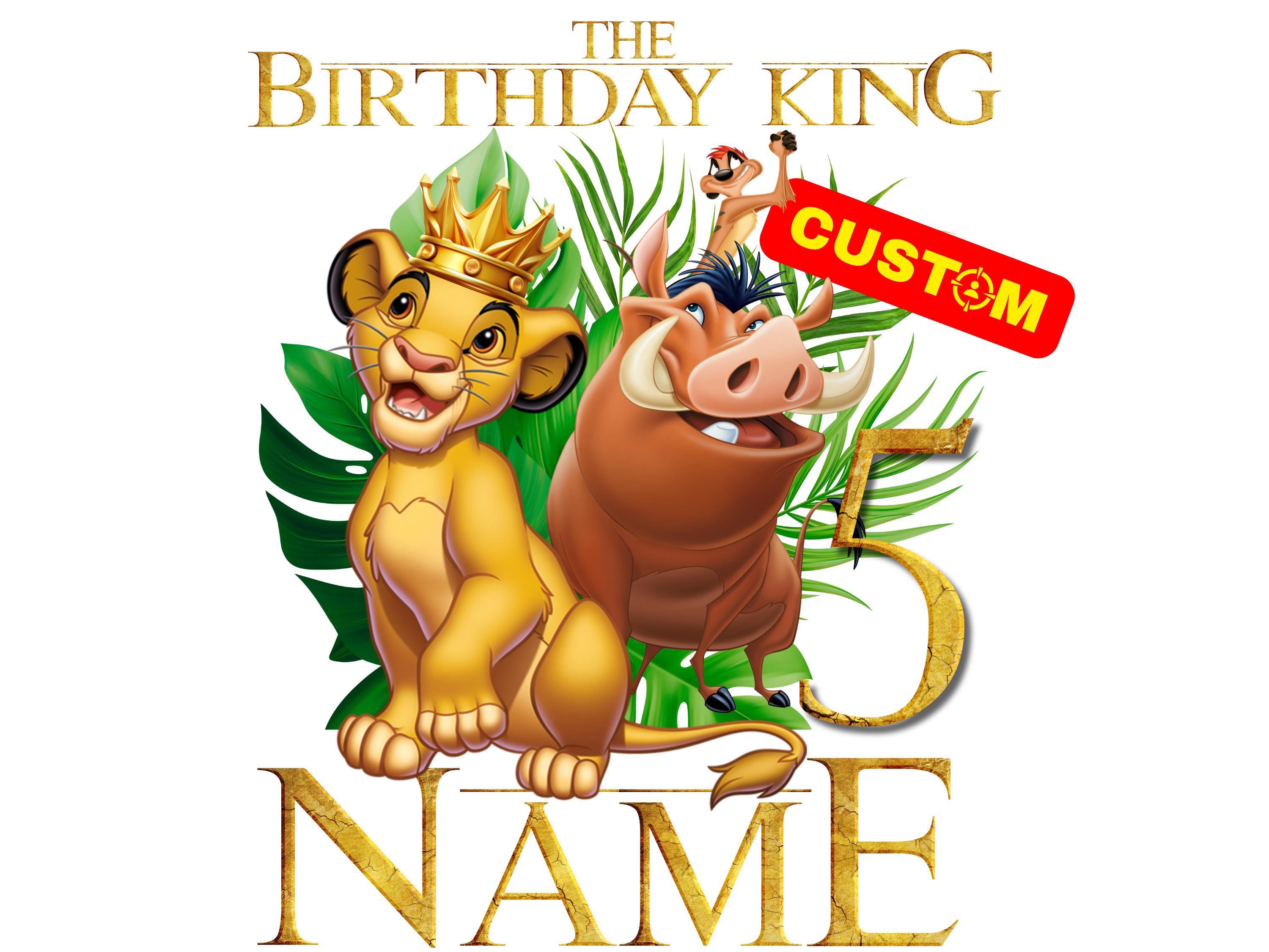 Personalized Lion King Custom PNG Logo, Birthday King Original Sublimation, Custom Lion King Logo Name and Age, Lion King Birthday T-Shirt