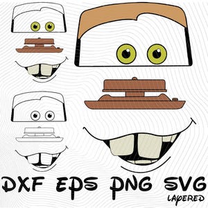 Tow Mater Face SVG png dxf eps Clipart Logo, Cars SVG Cartoon Clipart, Cars Sublimation Tow Mater Car Tshirt Sublimation Vector Design Print