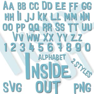 Inside Out Alphabet Font Letters Cliparts Bundle, Inside Out Sublimation Bundle, Inside Out PNG Cartoon Movie Themed Birthday Party Cliparts