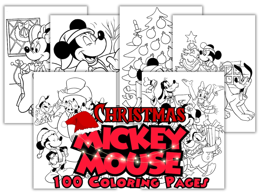 Mickey Mouse Christmas Coloring Pages Christmas Cartoon - Etsy