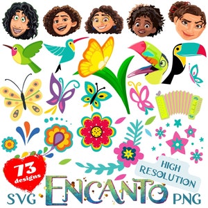 Encanto SVG Icons Bundle, Encanto Sublimation Cliaprts Collection, Encanto Icons Svg Png Cliparts Decals Birthday Cake Topper, Encanto PNG