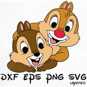 Chip 'n' Dale SVG a strati png dxf eps Clipart a sublimazione, Chip e Dale Chipmunk SVG Cartoon Clipart a sublimazione, Chip e Dale Nutty Tails