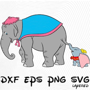 Dumbo Mrs. Jumbo SVG dxf eps Clipart, Dumbo Sublimation Clipart, Dumbo Mrs. Jumbo Cartoon Movie Themed Birthday Party Tshirt Clipart Design