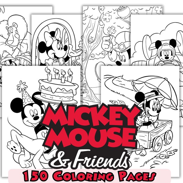 Micky Maus und Freunde Malseiten, Micky's Cartoon Cliparts Malbuch, Micky Maus Freunde Kinder Aktivitäten Malbuch Download