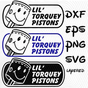 Lil' Torquey Pistons Team Logo SVG Clipart, Lil' Torquey Pistons Cars SVG Cartoon Clipart, Lil' Torquey Pistons Team Decal Vector Graphic