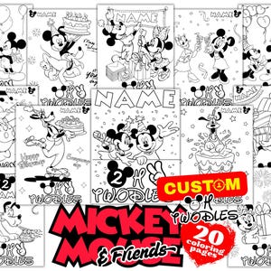 Oh Twodles Pagine da colorare personalizzate di Topolino e amici per il compleanno, Topolino e Minnie Oh Twodles Libro da colorare per il compleanno, Libro da colorare personalizzato per il compleanno
