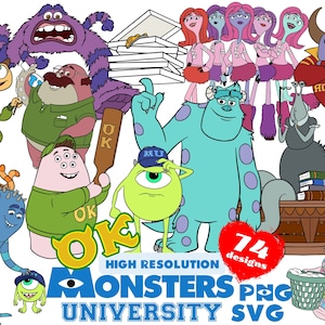 Monsters University SVG Cliparts Bundle, Monsters University PNG Sublimation Cliparts, Monsters Themed PNG Art, Mike Wazowski svg Bundle png