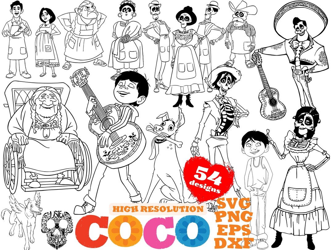 Coco SVG Png Dxf Eps Clipart Bundle, Coco SVG Cartoon Cliparts, Coco ...