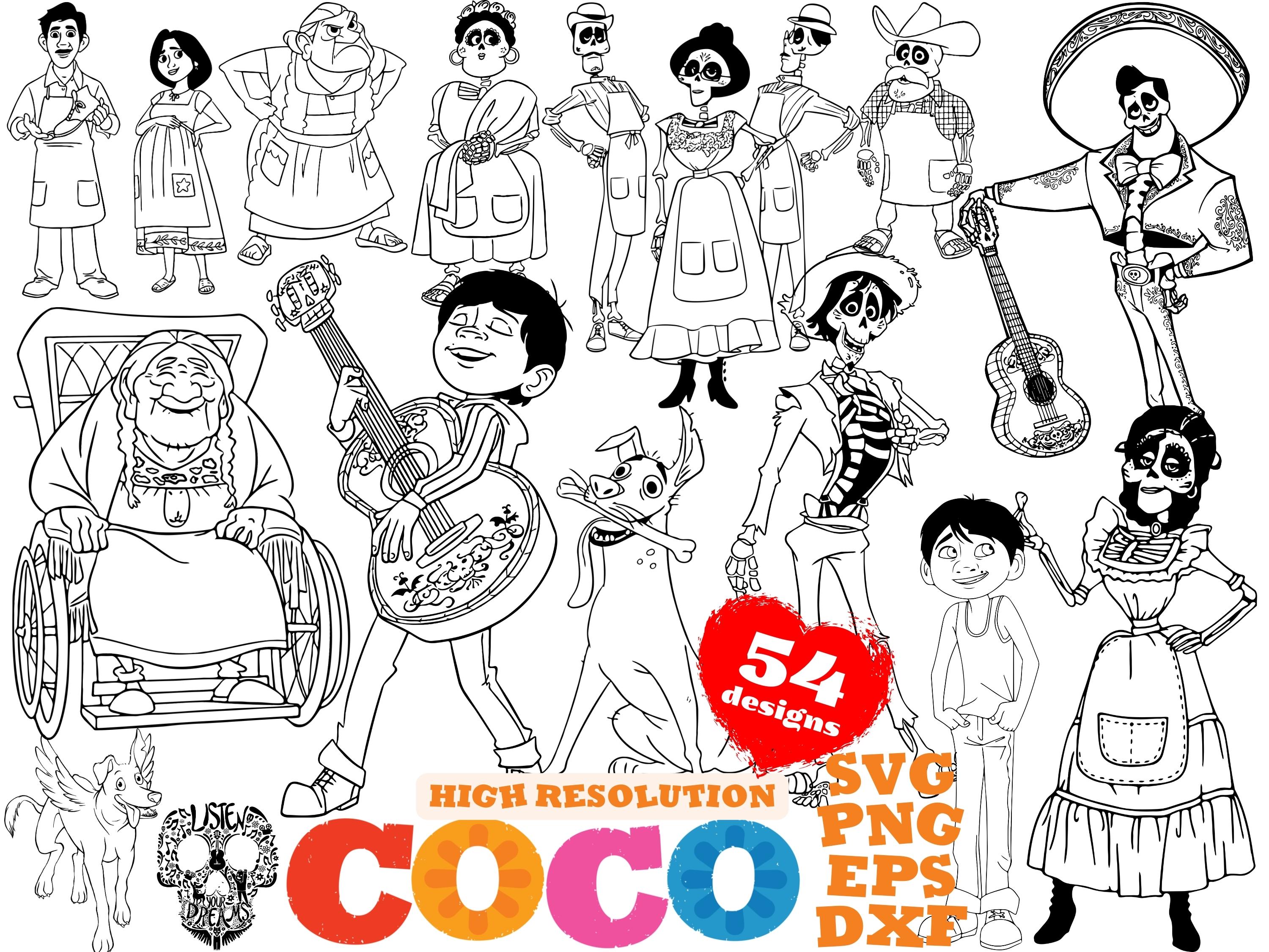 Coco SVG Png Dxf Eps Clipart Bundle, Coco SVG Cartoon Cliparts, Coco ...