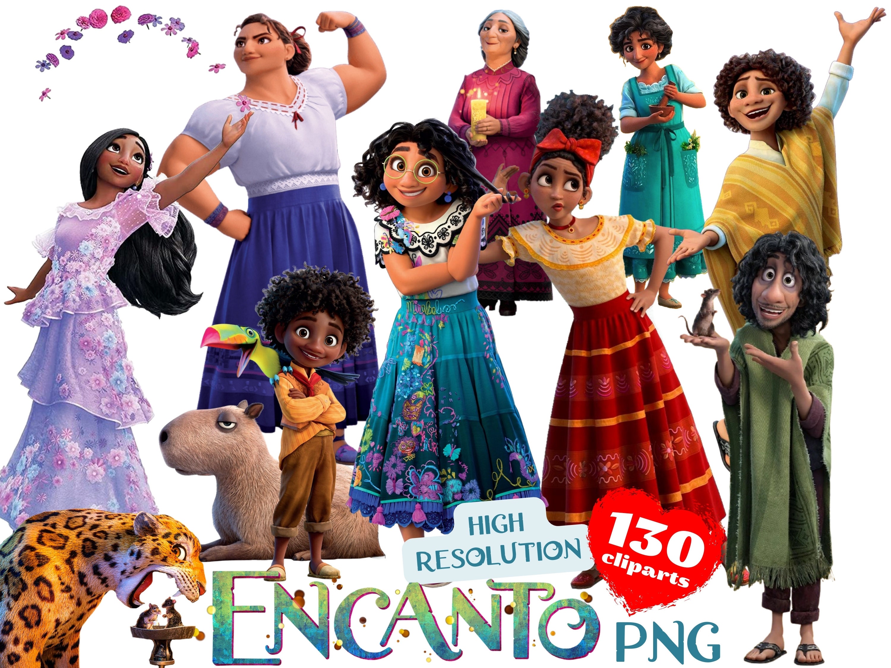Encanto PNG Cliparts Collection, Encanto PNG Sublimation Cliaprts Bundle, Encanto Birthday Party Cake Topper PNG, Encanto Digital Printables