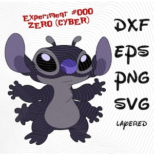 Experiment #000 Zero Cyber SVG png dxf eps Clipart, Stitch Experiment SVG Cartoon Sublimation Cliparts, Experiment #000 Zero Cyber PNG Image