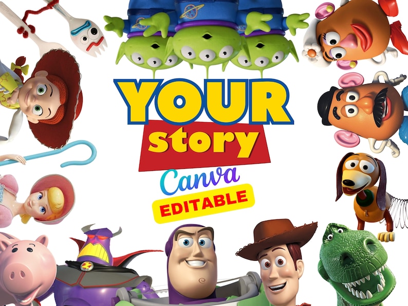 Editable Personalized Custom Toy Story Name Logo PNG, Toy Story Original Birthday Editable Sublimation Custom Toy Story Birthday (Digital) image 1
