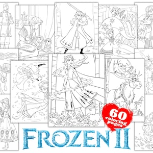 Frozen II Coloring Book, Frozen 2 Coloring Pages for Kids Activities, Frozen Princess Printables PDF Colouring, Anna Elsa Coloring Book Page