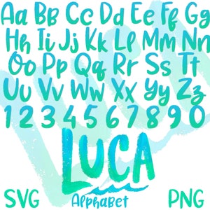 Luca Alphabet Letters Cliparts Bundle, Luca Disney Sublimation Cliaprts Collection, Luca Alphabet Font Letters Birthday Party Cake Topper