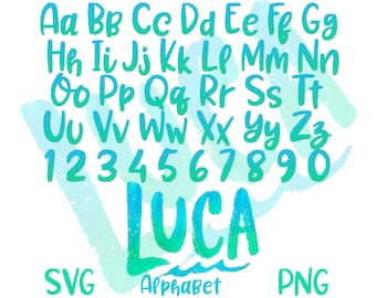 Luca Alphabet Letters Cliparts Bundle, Luca Disney Sublimation Cliaprts Collection, Luca Alphabet Font Letters Birthday Party Cake Topper