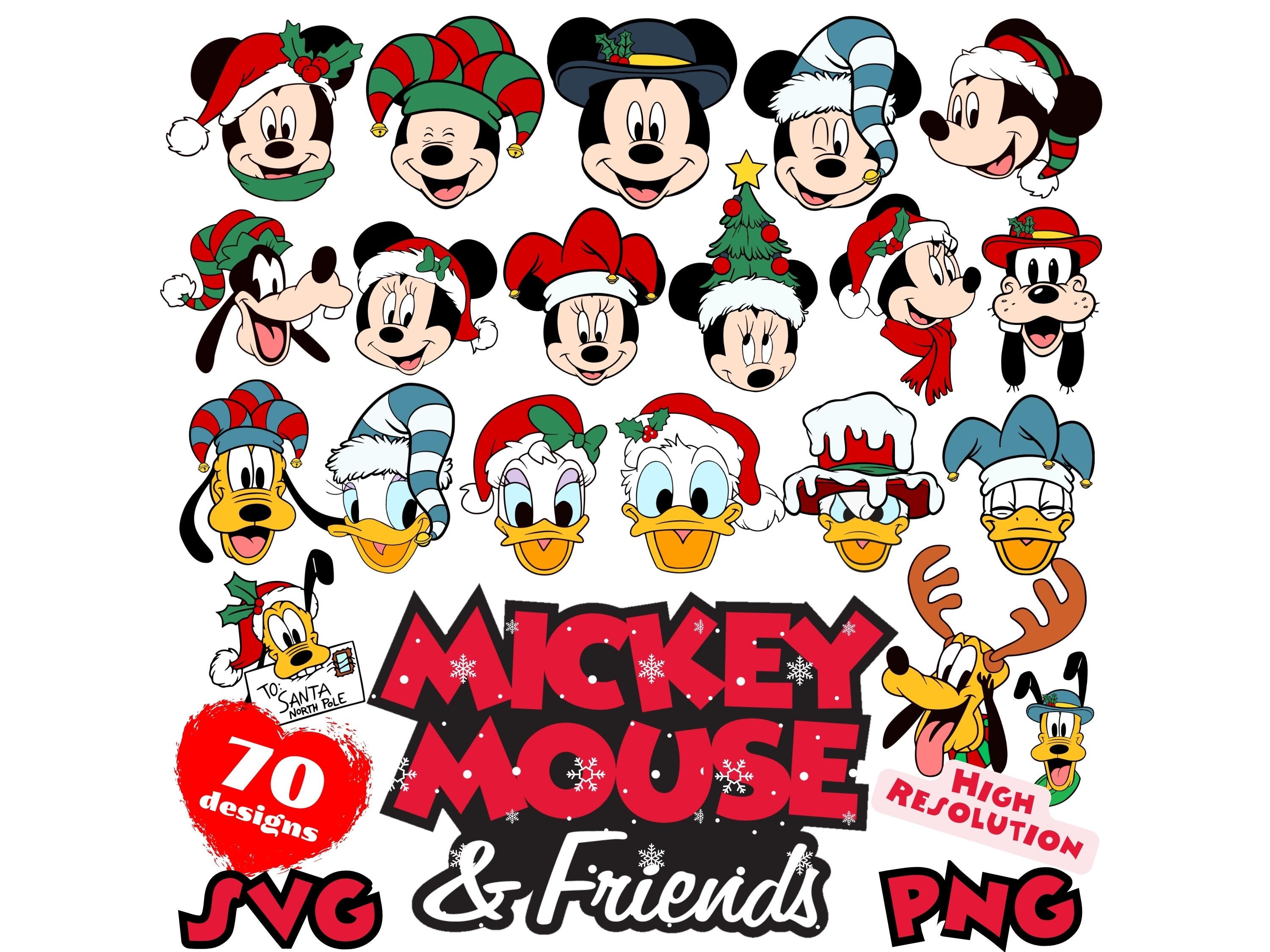ミッキーマウスと仲間たちのクリスマスSVGフェイスヘッド昇華バンドル
