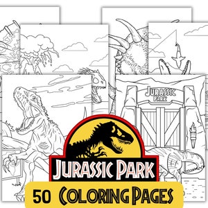 Jurassic Park Coloring Pages Bundle, Jurassic Park Cliparts for Kids Activities, Jurassic Park Movie Themed Coloring Kids Book Printables
