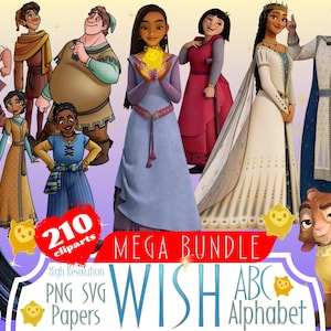 Wish PNG e SVG Clipart Mega Bundle, Wish Alphabet Font Letters Sublimation Clipart, Wish Movie Theme Clip Art Collection Festa di compleanno