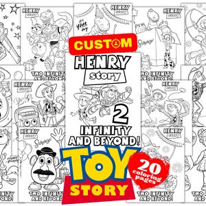 Two Infinity and Beyond Toy Story Custom Birthday Coloring Pages, Toy Story Birthday Coloring Book, Custom Toy Story Birthday Coloring Book