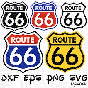 Route 66 Cars Radiator Springs Logo SVG png dxf eps Cliparts, Cars Route 66 Sign SVG Cartoon Clipart, Cars Sublimation Route 66 Vector Decal
