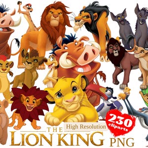Pacchetto di clipart PNG di The Lion King, clipart PNG di The Lion King per sublimazione, raccolta di clip art di The Lion King, pacchetto di clipart PNG di The Lion King