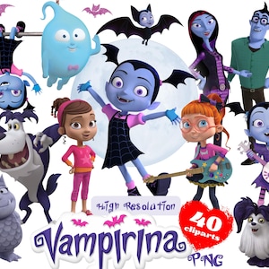 Vampirina PNG Cliparts-bundel, Vampirina PNG Cartoon sublimatie Cliparts, Vampirina Hauntley Filmthema Clip Arts-bundel PNG Vampirina