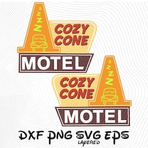 Cozy Cone Motel Sign Radiator Springs Logo SVG png dxf eps Cliparts, Cars Cozy Cone Motel SVG Cartoon Clipart Radiator Springs SVG (Digital)