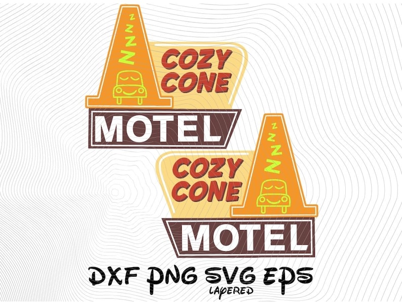 Cozy Cone motel Zeichen Radiator Springs Logo SVG png dxf eps Cliparts, Autos Cozy Cone motel SVG Cartoon Clipart Radiator Springs SVG (Digital) Bild 1