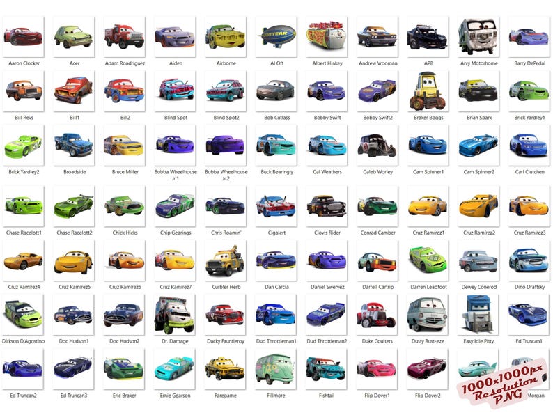 Cars PNG Cliparts Bundle, Cars PNG Cartoon Cliparts, Cars Sublimation, Lightning McQueen, Tow Mater, Cars Characters PNG Cliparts (Digital) image 9