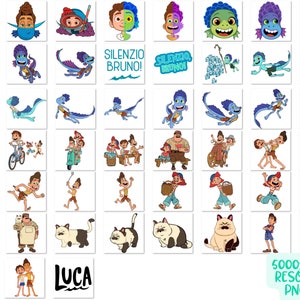Luca PNG Cliparts Bundle, Luca Disney Sublimation Cliaprts Collection, Luca Birthday Party Cake Topper PNG, Silenzio Bruno PNG Printables image 3