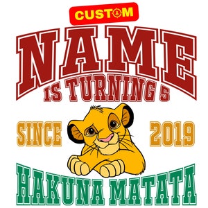 Custom Personalized Lion King PNG Logo Birthday T-Shirt Sublimation, Lion King Original Birthday Custom PNG Lion King Logo PNG Name and Age
