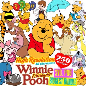 Winnie the Pooh SVG png Cliparts Bundle, Winnie the Pooh SVG Cartoon Sublimation Cliparts, Winnie the Pooh Themed Kids Sublimation, Winnie