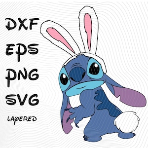 Stitch Bunny SVG png dxf eps Clipart, Stitch Easter SVG Cartoon sublimatie Cliparts, Lilo & Stitch themasublimatie, Bunny Stitch Vector