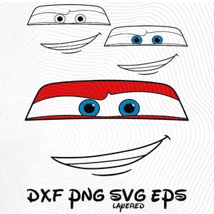 Lighting McQueen Face SVG png dxf eps Clipart Logo, Cars SVG Cartoon Clipart, Car Sublimation Lightning McQueen Logo Decal Sticker (Digital) image 2
